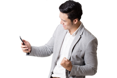 Portrait of Asian Man  With Gesture Signの写真素材