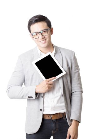 Portrait of Asian Man  With Gesture Signの写真素材