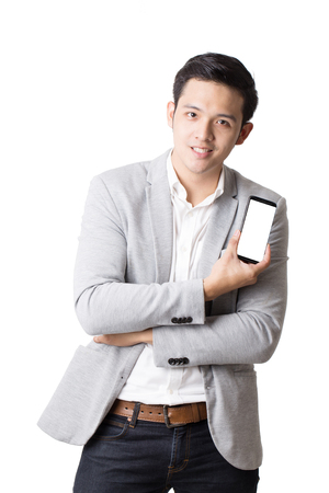 Portrait of Asian Man  With Gesture Signの写真素材