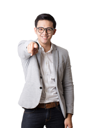 Portrait of Asian Man  With Gesture Signの写真素材