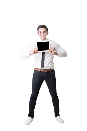 Portrait of Asian Man With a tabletの写真素材