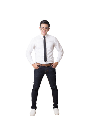 Portrait of Asian Man  With Gesture Signの写真素材