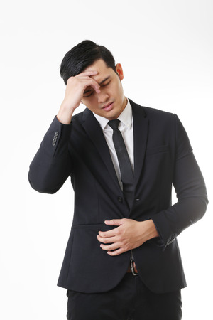 Portrait of Asian Man in Isolated Backgroundの写真素材