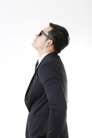 Portrait of Asian Man in Isolated Backgroundの写真素材