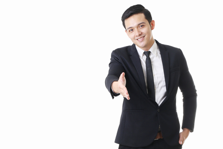 Portrait of Asian Man in Isolated Backgroundの写真素材