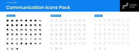 User interface icon pack set. The collection has different icons for applications and websites. Minimal style line icons with editable strokeのイラスト素材