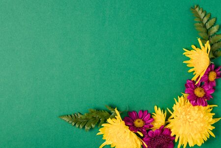 Yellow and purple flowers mockupの写真素材
