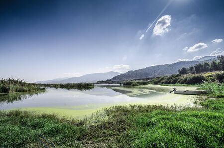 Boat on the lakeの写真素材