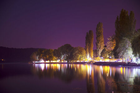 Crater lake and reflectionの写真素材