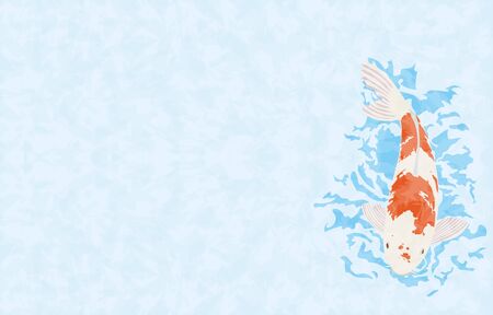 Illustration of carp swimming, with background, no lineのイラスト素材