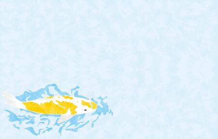 Illustration of carp swimming, with background, no lineのイラスト素材