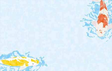 Illustration of carp swimming, with background, no lineのイラスト素材