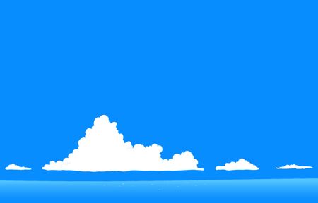 Illustration of the sea with blue sky and approaching clouds in summerのイラスト素材