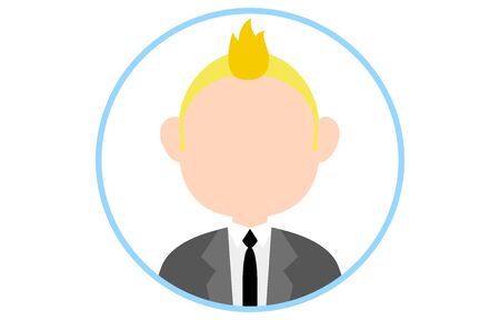 Faceless person icon with blue frameのイラスト素材
