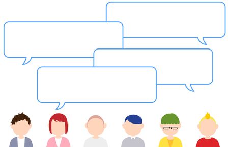 Image illustration where many people have a conversationのイラスト素材