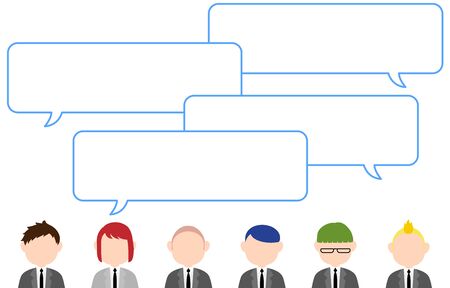 Image illustration where many people have a conversationのイラスト素材