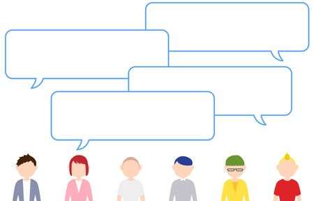 Image illustration where many people have a conversationのイラスト素材