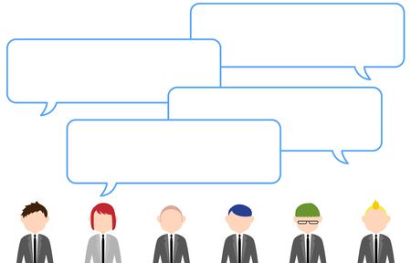 Image illustration where many people have a conversationのイラスト素材
