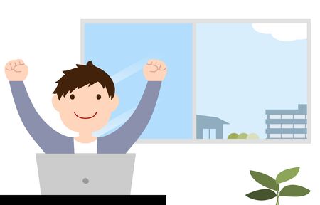 Illustration of a person stretching during workのイラスト素材
