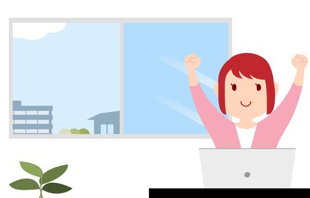 Illustration of a person stretching during workのイラスト素材