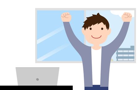 Illustration of a person stretching during workのイラスト素材