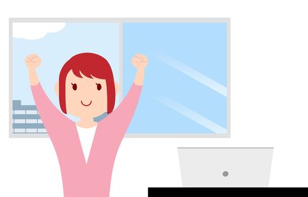 Illustration of a person stretching during workのイラスト素材