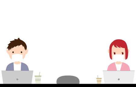 Illustration of a person working with a maskのイラスト素材