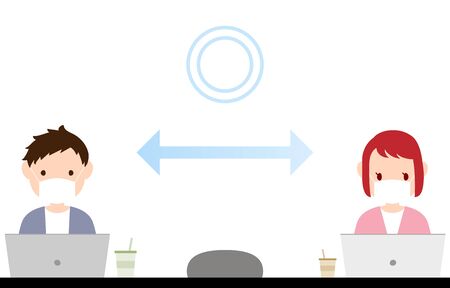 Illustration of a person working with a maskのイラスト素材