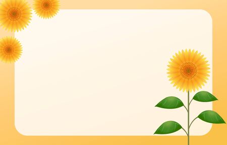 Sunflower frame illustration, orange backgroundのイラスト素材