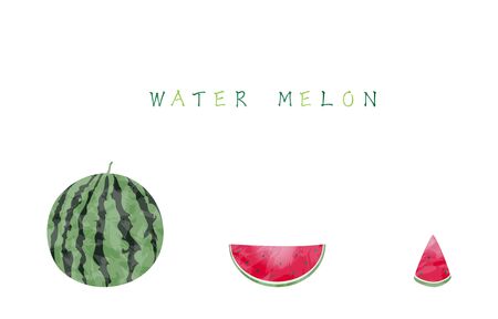 Watermelon: whole, large cut size, small cut sizeのイラスト素材