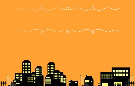 Background material, simple cityscape silhouetteのイラスト素材
