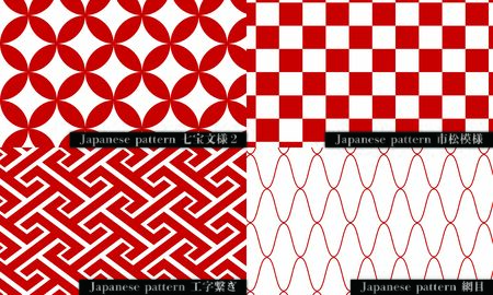 Japanese pattern: Cloisonne, Ichimatsu, Character connection, Meshtranslation@Shippou, Itimatu, Kouji tunagi, AmimeJapanese name of Japanese patternのイラスト素材