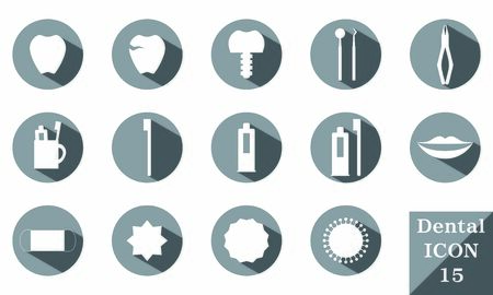 Circle icons with blue shadows, dental icons setのイラスト素材