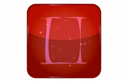 12 constellations red button icon with star shape added: Geminiのイラスト素材