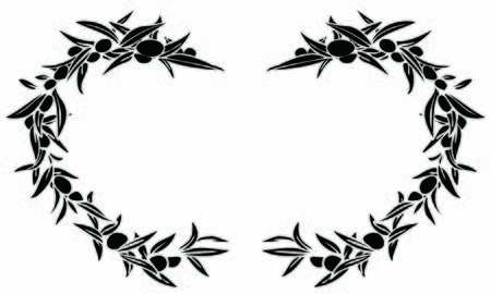 Frame material: olive line drawing with fruitsのイラスト素材