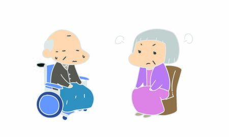 Nursing care: old man couple fightのイラスト素材