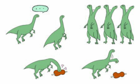 Illustration of dinosaur Eoraptor - setのイラスト素材