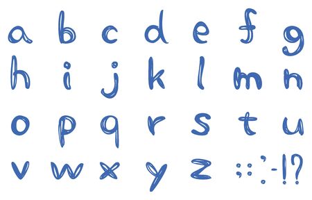 Set of handwritten alphabet lettersのイラスト素材