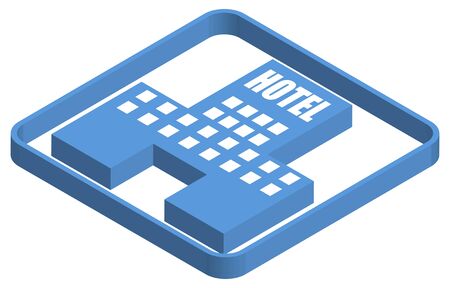 Hotel blue isometric illustrationのイラスト素材