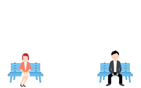 Illustration of men and women sitting separately on side by side bench

Vector illustrationのイラスト素材