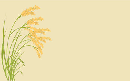 Illustration of rice ears hanging fruit, image of autumn harvestのイラスト素材
