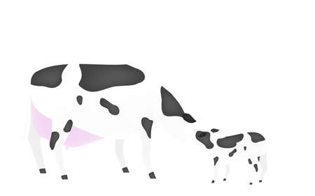Illustration of mother and calf greeting greeting Transparent backgroundのイラスト素材
