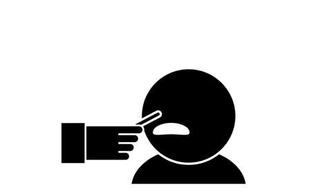 Illustration of collecting mucous membrane of nose by PCR testのイラスト素材