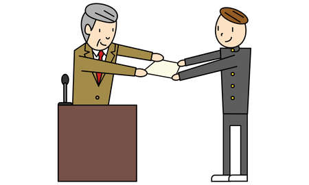 Male student receiving diplomaのイラスト素材