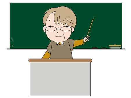 Middle-aged female teacher and blackboardのイラスト素材