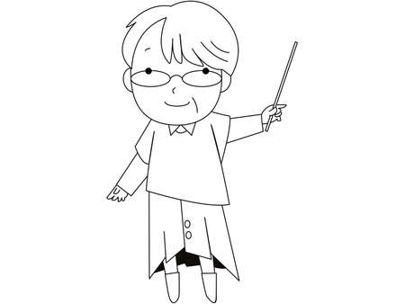 Middle-aged female teacher with a pointerのイラスト素材