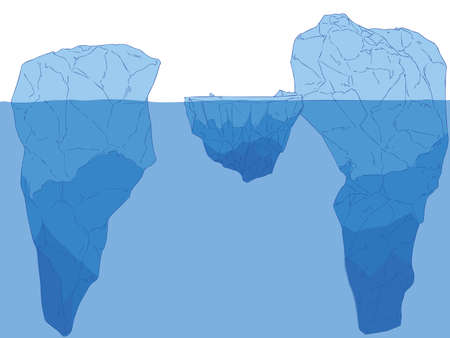 Iceberg with the image of the subconscious and the actual consciousnessのイラスト素材