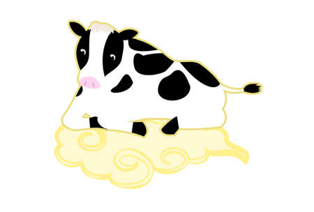 Illustration of a cow lying on Kinto'unのイラスト素材