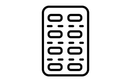 Medicine icon in a simple plastic case, black and whiteのイラスト素材