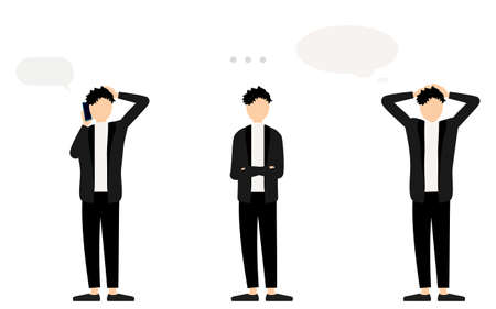 Three persons with different expression.のイラスト素材